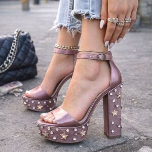 STEVE MADDEN Pink Y2K Sparkle Bling Strap Pump Heels   Women's Size 7.5